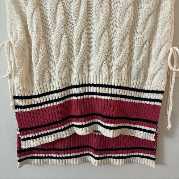 Free People Coastal Prep Poncho Vest - Red/Ivory OS NWOT - Picture 8 of 14